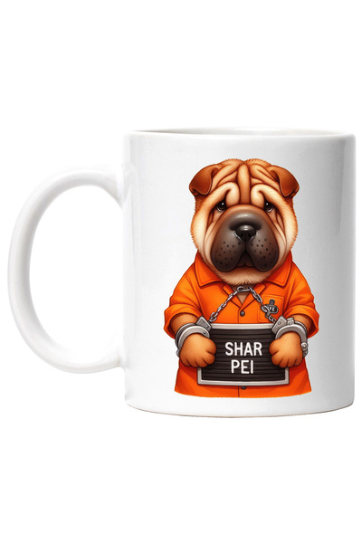 StoryGift Romania Cana cu un catel Shar Pei, ilustratie, trist, la inchisoare...