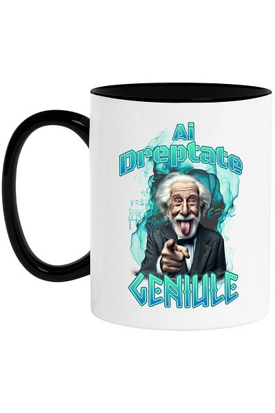 StoryGift Romania Cana ai dreptate geniule Albert Einsten matematica, 330ml, Ceramica cu Maner Neg, Cu Maner Negru