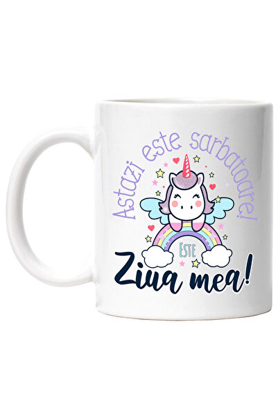StoryGift Romania Mug with Unicorn on Rainbow Text Today is My Day It's a Hol...