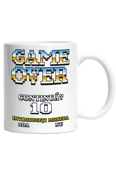StoryGift Romania Cana Game Over Puneti moneda text pixeli putini, 330ml, Cer...