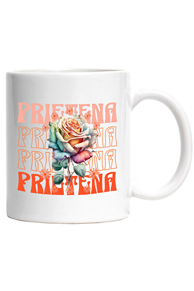 StoryGift Romania Cana Prietena - Trandafir Floare, 330ml, Ceramic cu Maner A...