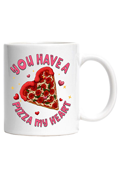 StoryGift Romania Cana cu o felie de pizza in forma de inima cu mesajul "You ...