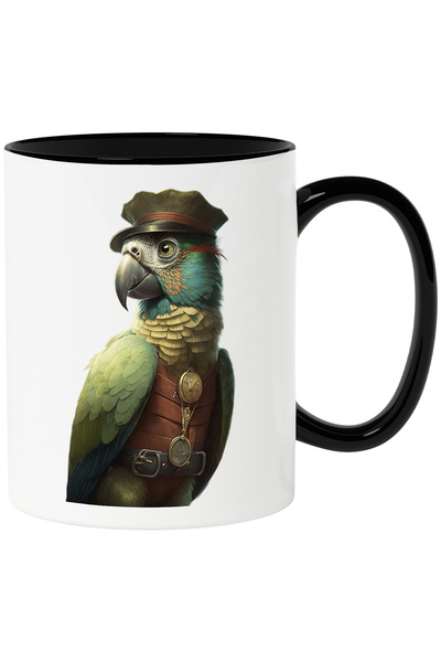 StoryGift Romania Cana cu Portret Papagal Custom Maroniu, Ceas, Palarie, Cure...