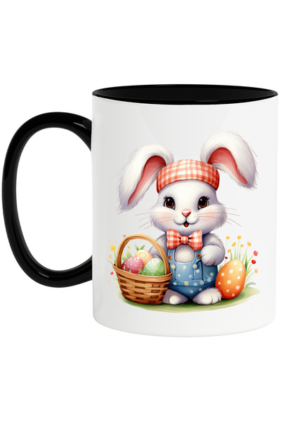 StoryGift Romania Cana cu un iepuras vesel care are un cosulet cu oua vopsite...