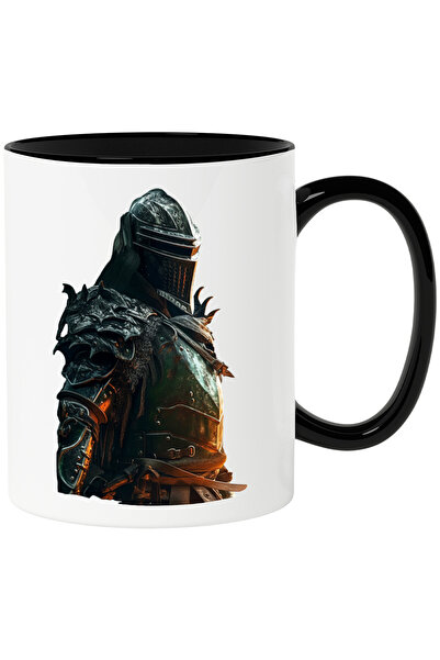 StoryGift Romania Cana Cu Soldat Infricosator, Horror, Armura Ascutita,Ceramica, 330ml, cu Maner N, Cu Maner Negru