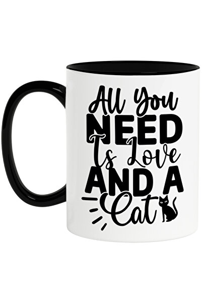 StoryGift Romania Mug with a cat and the message "All you need is love and a ...
