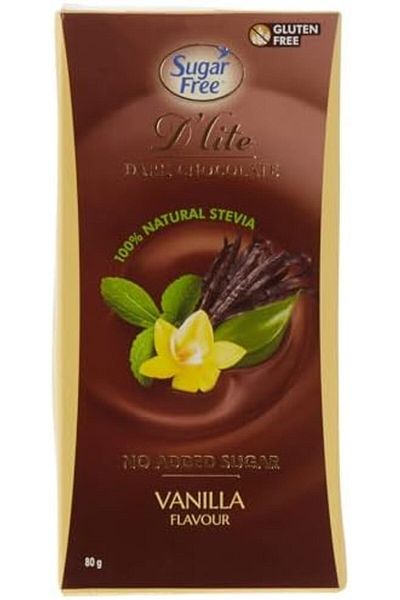 SUGAR FREE D'LITE لوح شوكولاتة الفانيليا، 80 غرام
