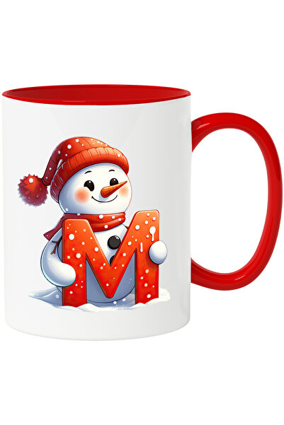 StoryGift Romania Cana cu un om de zapada care tine litera "M" | ilustratie |...