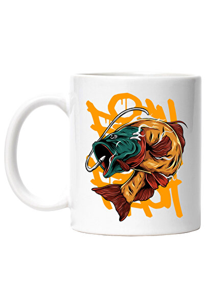 StoryGift Romania Cana Cu Peste, Ac, Pescuit, Graffiti, Multicolor 330 ml, Ceramica cu Maner Alb, Cu Maner Alb