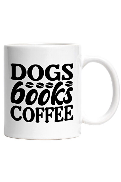 StoryGift Romania Cana cu textul "Dogs, books, coffee" - caini carti cafea cu...