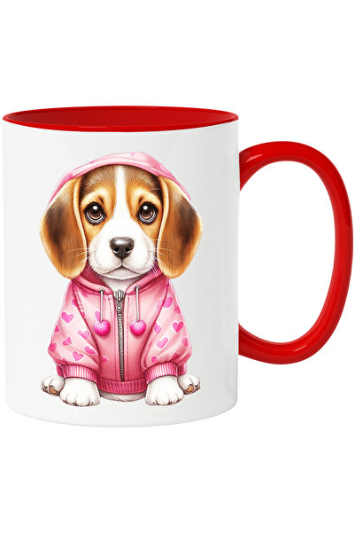 StoryGift Romania Cana cu un catelus serios care are un hanorac cu inimioare ...