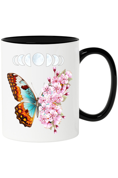 StoryGift Romania Cana cu fluture cu floricele si cu luna deasupra, semiluna,...