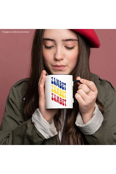 StoryGift Romania Mug The Word Smile, in the Colors of the Romanian Flag, Red, Yellow, Blue, Te, Cu, STG