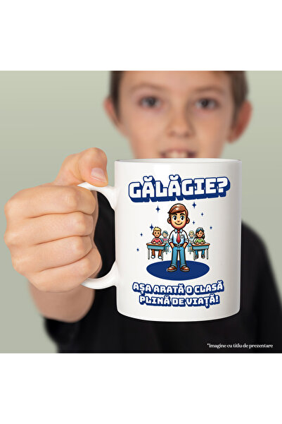StoryGift Romania Cana Galagie_ Asa arata o clasa plina de viata scoala, 330ml, Ceramic cu Maner A, Cu Maner Alb