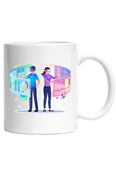 StoryGift Romania Cana Cu VR, Virtual, Ecran, Grafice, Performanta, Multicolor 330 ml, Ceramica cu, Cu Maner Alb