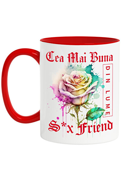 StoryGift Romania Cana Cu Textul Cea Mai Buna S-x Friend, Din Lume, Floare, T...