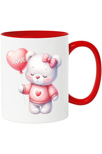 StoryGift Romania Cana cu un ursulet care tine un balon in forma de inima | i...