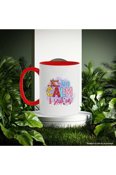StoryGift Romania Mug with the message "Keep calm & sew on", profession, illustration, work, dedication, step, With ,STG