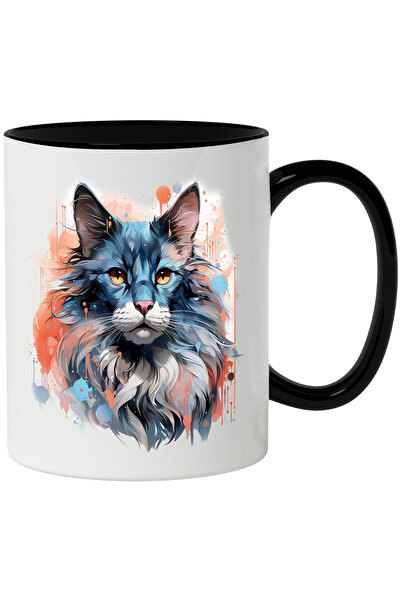 StoryGift Romania Cana Cu Pisica, Animal De Companie, Abstract, Watercolor, M...