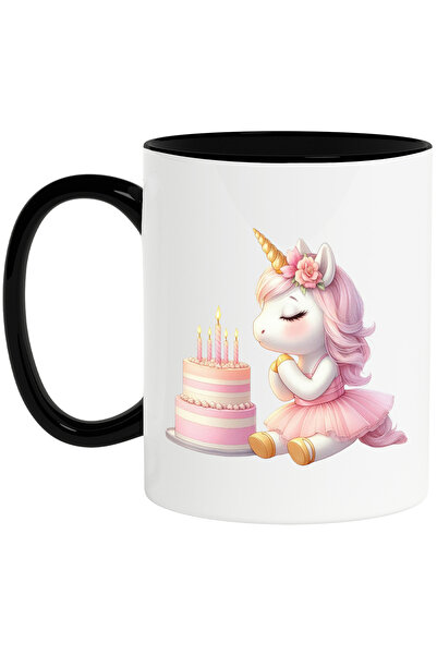StoryGift Romania Cana cu un unicorn la aniversare, ilustratie, tort, lumanar...