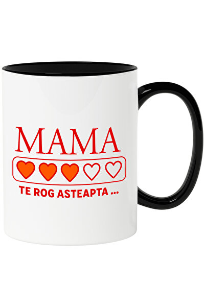 StoryGift Romania Cana cu Inimi Pline Culoare Text Mama Te Rog asteapta, Fami...