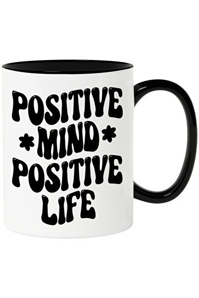 StoryGift Romania Cana cu floricele si textul "Positive mind, positive life" ...