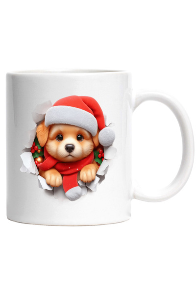 StoryGift Romania Cana cu un catelus serios care poarta o caciula de Craciun ...