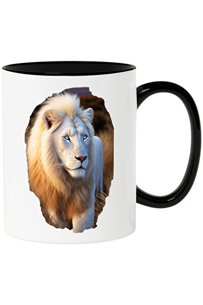 StoryGift Romania Cana cu Portret Leu Frumos, cu Coama Blonda, Mare, Leu cu O...