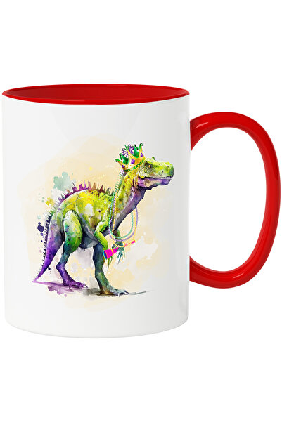 StoryGift Romania Cana cu un dinozaur care poarta o coroana | ilustratie | la circ | spectacol | p, Cu Maner Rosu