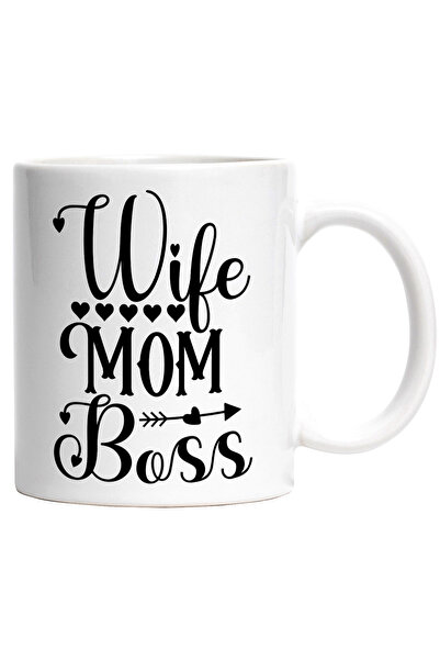 StoryGift Romania Cana cu inimioare si textul in engleza "Wife, mom, boss" - ...