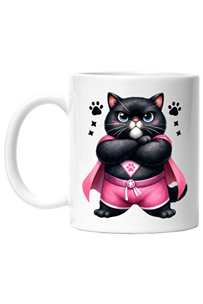 StoryGift Romania Cana cu o pisica neagra in costum de eroina, ilustratie, ro...