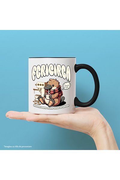 StoryGift Romania Happiness Comes After the First Coffee Addictive Mug, 330ml, Ceramic with Black Handle, With Ma,STG