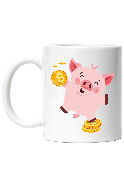 StoryGift Romania Cana Cu Porcusor, Monede, Stele, Bani, Animal, Multicolor 3...