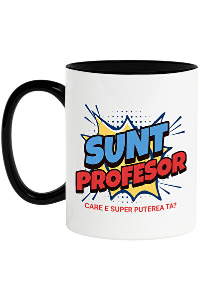 StoryGift Romania Cana cu Design stil desene Animate Copii Super erou Text meserie Super Profesor,, Cu Maner Negru