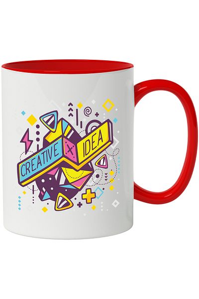 StoryGift Romania Cana Idei Creative, Cuburi, Shapes, Play station, Arta Geometrica, Ilustratie, 3, Cu Maner Rosu