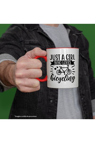 StoryGift Romania Mug with a bicycle and hearts for a girl who loves cycling with R Handle, With, STG
