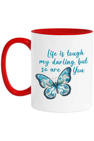 StoryGift Romania Cana cu un fluture cu floricele pe aripi cu mesajul "Life i...