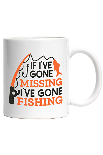 StoryGift Romania Cana cu Mesajul in Engleza If I've Ever Gone Missing, I've Gone Fishing, Daca am, Cu Maner Alb