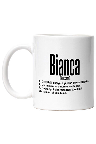 StoryGift Romania Cana Cu Numele Bianca, si Mesaj Motivational, Creativa, Des...