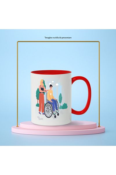 StoryGift Romania Wheelchair Mug, i, City, Walking, Multicolor 330 ml, Ceramic with, With, STG