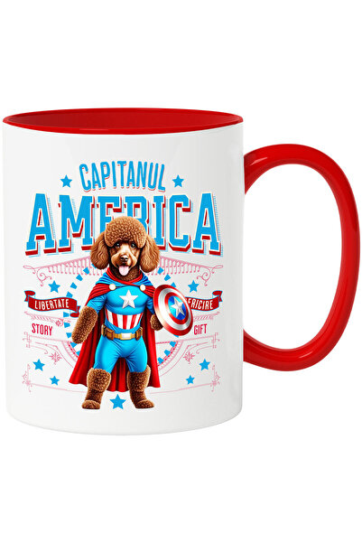 StoryGift Romania Κούπα με Πουντλ σε στολή Captain America με κάπα, Νυχτερινό...