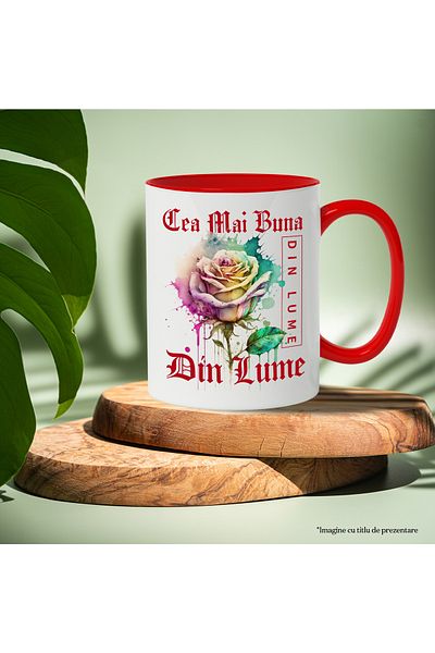 StoryGift Romania Mug With Text The Best In The World, In The World, Flower, Colorful Rose, Water, With,STG.
