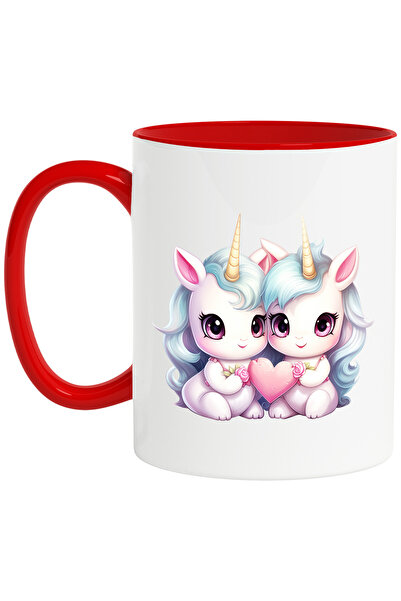 StoryGift Romania Cana cu 2 unicorni care tin o inima | flori | afectiune | f...