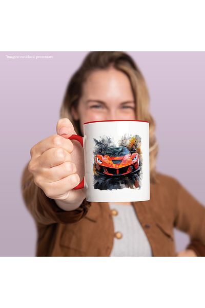 StoryGift Romania Sports Car Mug, Luxury, Illustration, Watercolor, Abstract, Multicolor 330 ml, , With ,STG