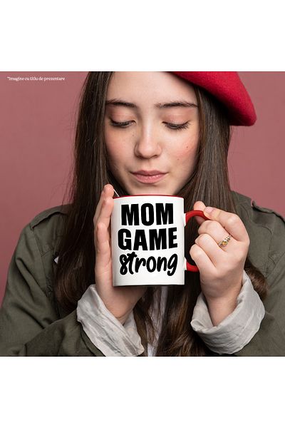 StoryGift Romania Mug for strong mothers who don't give in easily with Red Handle, With Red Handle