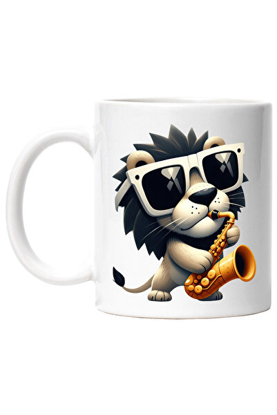 StoryGift Romania Cana cu un leu care canta la saxofon, ilustratie, ochelari ...