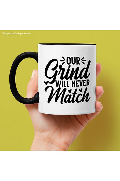 StoryGift Romania Mug with hearts and the text "Our grind will never match" - it will never match either, With