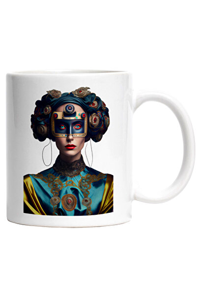 StoryGift Romania Cana Cu Portret, Arta Abstracta, Fantasy, Femeie, Esarfa, O...