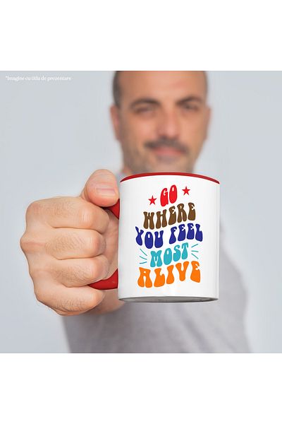 StoryGift Romania Mug with a message that encourages you to go where you feel most alive, With
