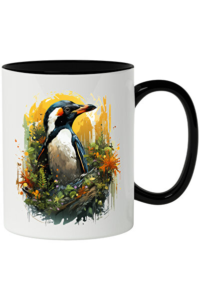 StoryGift Romania Cana Cu Pinguin, Flori, Frunze, Tropical, Animal, Apus, Mul...